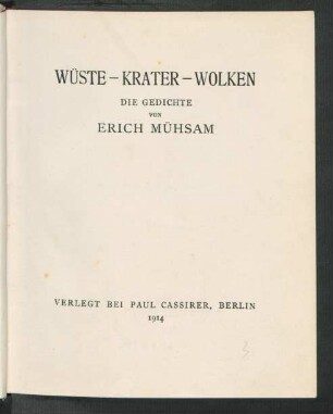 Wüste - Krater - Wolken : die Gedichte