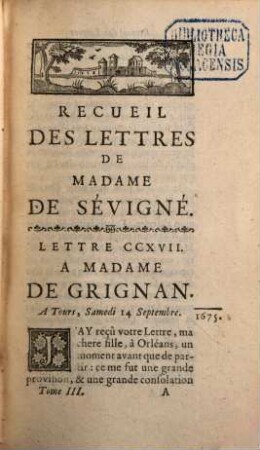 Recueil des lettres de Madame la Marquise de Sévigné à Madame la Comtesse de Grignan, sa fille, 3