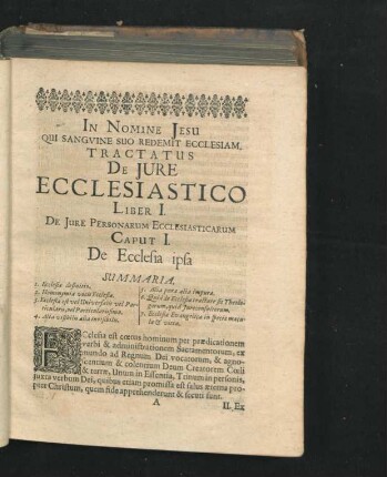 Caput I. De Ecclesia ipsa.