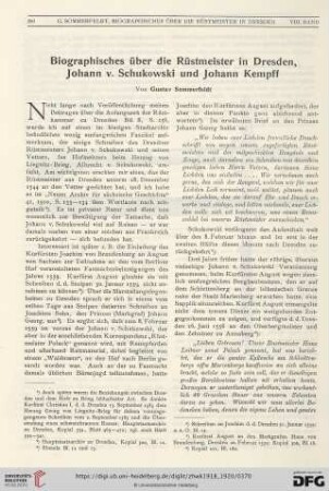 Biographisches über die Rüstmeister in Dresden, Johann v. Schukowski und Johann Kempff