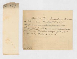 Lesezeichen, handschriftlicher Vermerk