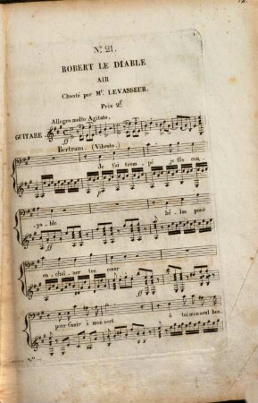Robert le diable : opéra en 5 actes ; catalogue thématique des morceaux détachés avec accompt. de guitare, 21. Air: Je t'ai trompé je fûs coupable