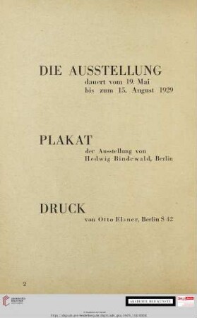Die Ausstellung / Plakat / Druck