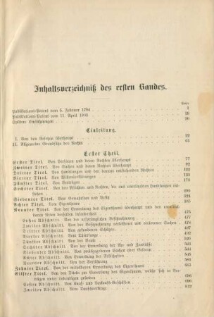 Inhaltsverzeichniß des ersten Bandes