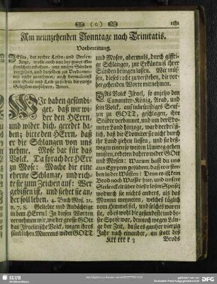 Am neunzehenden Sonntage nach Trinitatis