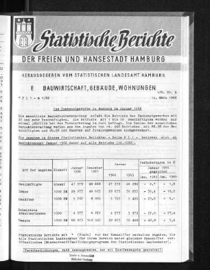 Das Bauhauptgewerbe in Hamburg im Januar 1966 : Lfd. Nr. 6