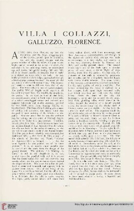 Villa I Collazzi, Galuzzo, Florence [Text und Tafeln]