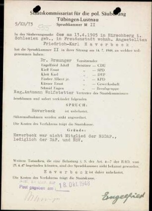 Haverbeck, Friedrich Karl