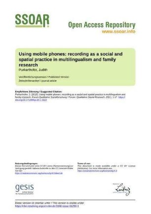 Using mobile phones: recording as a social and spatial practice in multilingualism and family research