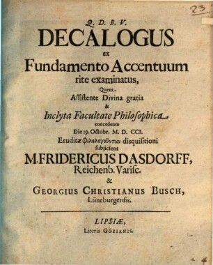 Decalogus ex fundamento accentuum rite examinatus