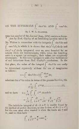 On the integrals ... and ... .