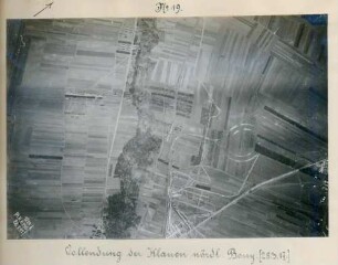 Foto der fertiggestellten Eisenbahnklauen für schwere Geschütze nördlich von Bouy (Luftbild)