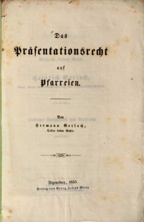 Das Präsentationsrecht auf Pfarreien