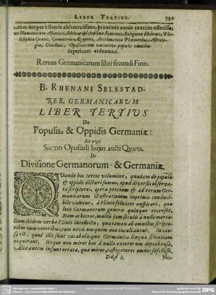 Liber Tertius. De Populis, & Oppidis Germaniae