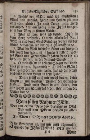 Vom süssen Nahmen Jesu.