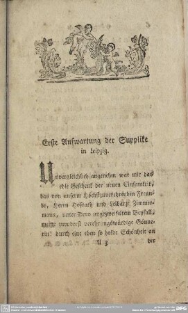 Erste Aufwartung der Supplike in Leipzig