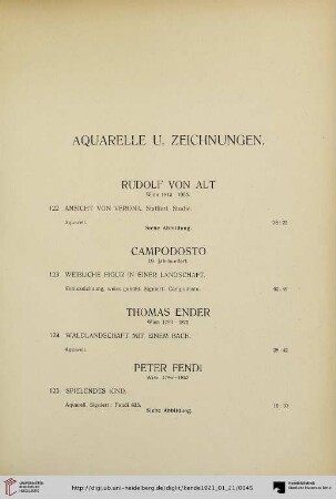 Aquarelle u. Zeichnungen (Nr. 122-140)