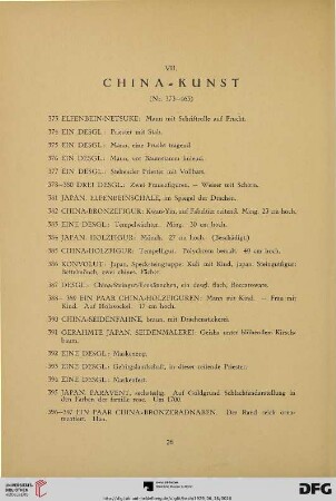 VII. China=Kunst (Nr. 373-463)