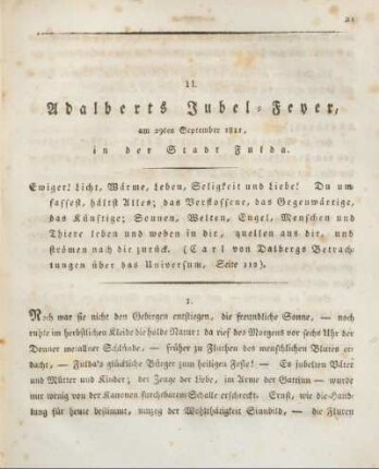 II. Adalberts Jubel-Feyer, am 29ten September 1811, in der Stadt Fulda.