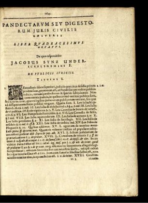 ... Liber Quadragesimus Octavus ... De Publicis Iudiciis