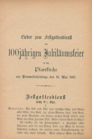 Lieder zum Festgottesdienst