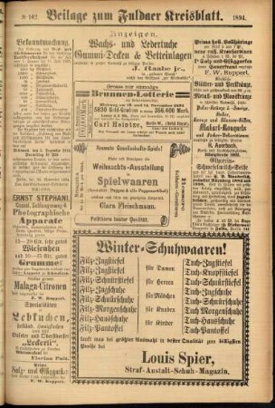 Zweite Ausgabe vom Donnerstag, den 29. November 1894.