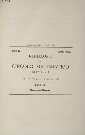 Tomo IV Anno 1890 Maggio - Giugno.