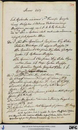 [fol. 204] Rektorat Franz Josef Vicari 1717/18