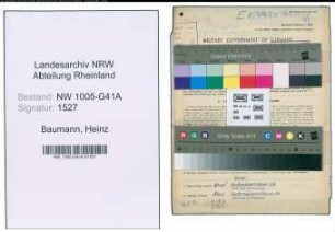 Entnazifizierung Heinz Baumann , geb. 13.03.1914 (Bahnpolizist)