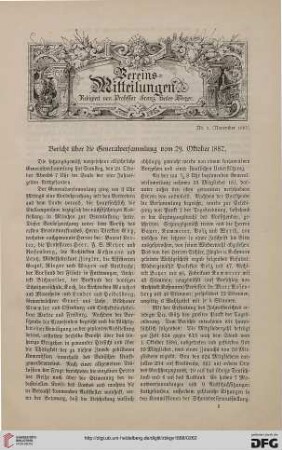 Vereinsmitteilungen Nr. 2 (November 1887)