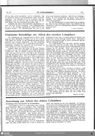 Anweisung zur Arbeit des dritten Lehrjahres