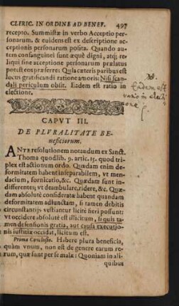 Caput III. De Pluralitate Beneficiorum