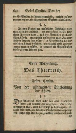 Erste Abtheilung. Das Thierreich