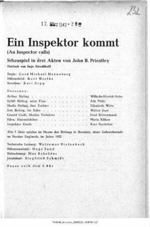 Ein Inspektor kommt (An Inspector calls)