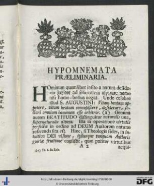 Hypomnemata Praeliminaria.