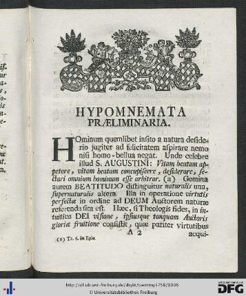 Hypomnemata Praeliminaria.