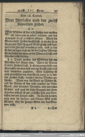 Das LII. Capitel. Vom Aderlassen nach den zwölff himmlischen Zeichen