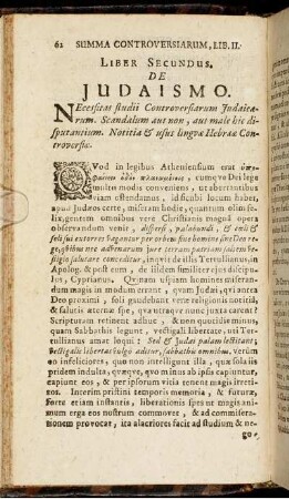 Liber Secundus, De Judaismo.