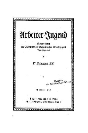 17: Arbeiter-Jugend - 17.1925
