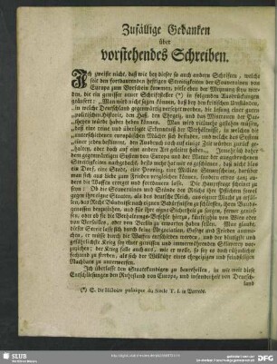 Zufällige Gedanken über vorstehendes Schreiben