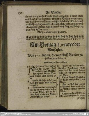 Am Sontag Laetare oder Mittfasten. Von 5000. Mann, die mit fünff Broten gespeiset worden, Johan. 6.