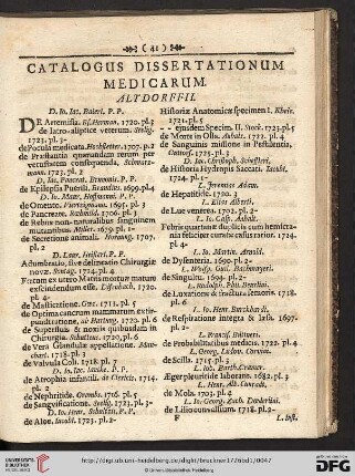 Catalogus dissertationum medicarum