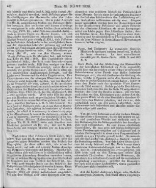Le romancero françois. Histoire de quelques anciens trouvères et choix de leurs chansons. Hrsg. v. P. Paris. Paris: Techener 1833