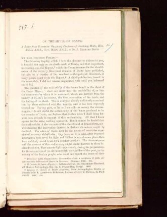 On the skull of Dante : a letter