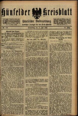 Ausgabe vom Donnerstag, den 13. Juli 1922.