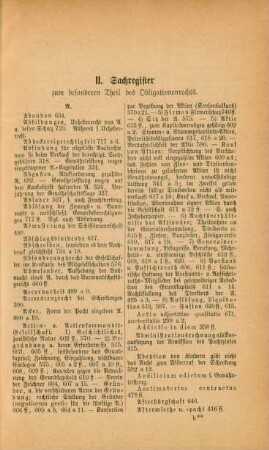 II. Sachregister zum besonderen Theil des Obligationenrechts