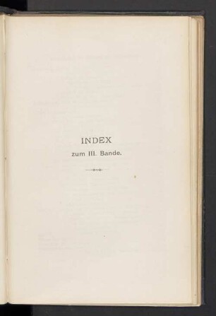 Index zum III. Bande