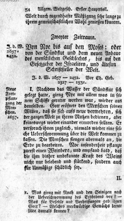 Zweyter Zeitraum. Von Noe bis auf den Moses