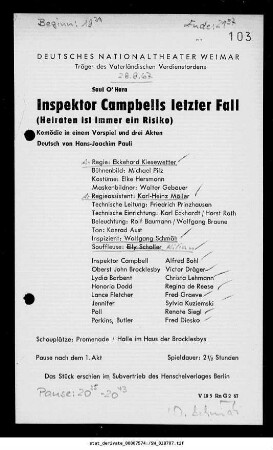 Inspektor Campbells letzter Fall (Heiraten ist immer ein Risiko)