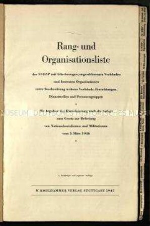 Handbuch zur Organisationsstruktur der NSDAP und der ihr angegliederten Organisationen
